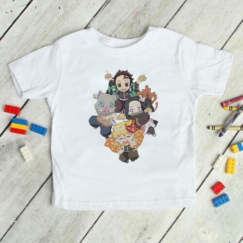 Demon Slayer Kimetsu No Yaiba T Shirt Kids Kawaii Japanese Anime Tanjirou Kamado Graphic Tees Harajuku Cartoon Children Tshirt