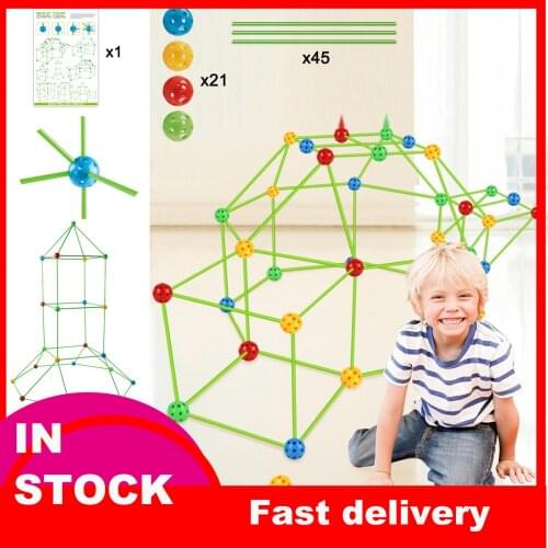 Kids Construction Fort Building Castles Tunnels Tents Kit Diy 3D Magination Cultivation Play House Assemble Toys Children Gifts