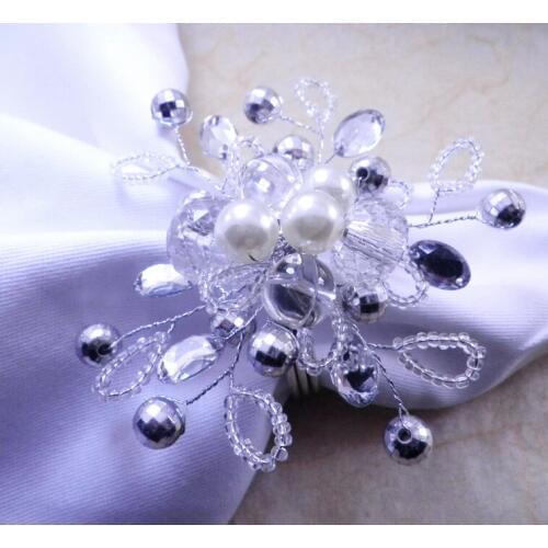 Flower napkin ring, pearl napkin holder