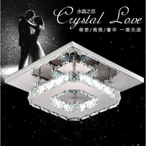 Square corridor LED lamp porch crystal ceiling lamp balcony kitchen bathroom home lighting ceiling light ZH