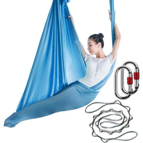Best Quality ) Chinlon Aerial Yoga Anti-Gravity Hammock Pilates Swing Kit with Extension Straps Daisy Chain Locking Carabiner