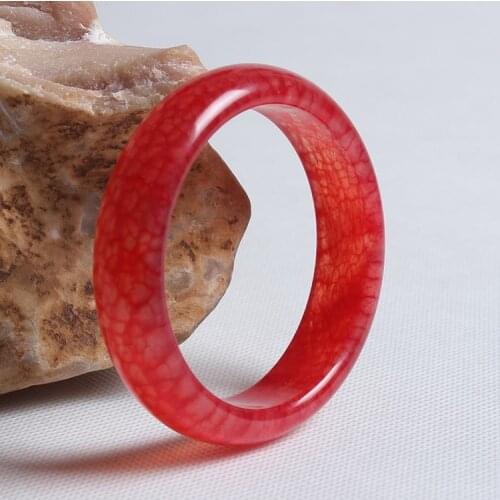 Fashion Red Jade Bangle Bracelet Jadeite for Natural Jewelry Hand-Carved Fine Charm Round Bangle Women