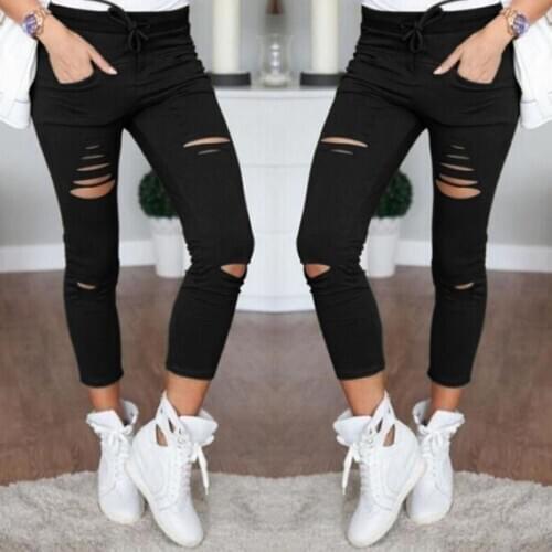 2021 New Ripped Jeans For Women Women Big Size Ripped Trousers Stretch Pencil Pants Leggings Women Jean Casual Slim Ladies Jeans