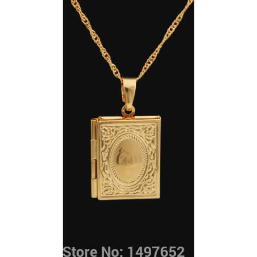 New arrival Gold Color allah book pendant necklace for women men charm Islam pendant for muslim allah pendant
