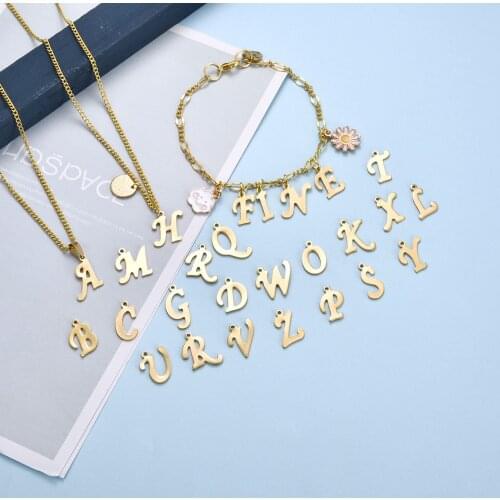 26 Letter Stainless Steel Pendant A-Z Name Letter Pendant DIY Necklace Bracelet Earrings Jewelry Accessories