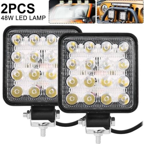 2PCS LED Work Light Bar 48W Headlight Driving Lamp Fog 6000K Floodlight For offroad SUV ATV Tractor Boat Trucks Excavator 12V24V
