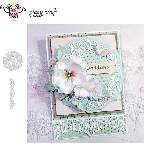 Piggy Craft metal cutting dies cut die mold Rose round frame lace edge Scrapbook paper craft knife mould blade punch stencils