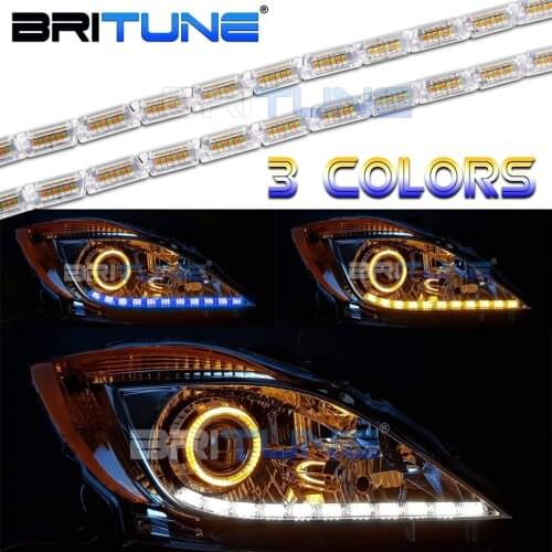 Britune LED Strip Light Sequential DRL Flexible Flowing Turn Signal Crystal Lamp Headlight Runners Corner Accessories 50cm 69cm