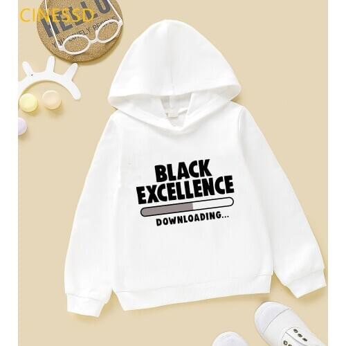 Funny Black Excellence Downloading Letter Print Graphic Hoodie Brilliant Black Boy Sweatshirt Teen Student Winter Clothes Top