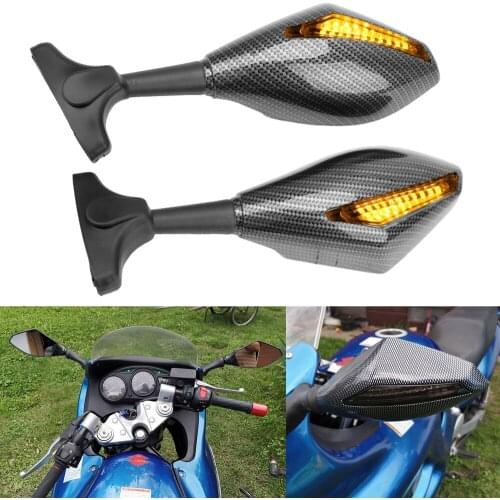 Rearview Mirror Turn Indicators Universal A Pair Integrated Side Mirrors Motorcycle LED Turn Signal Mirrors