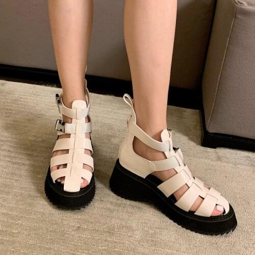 Ladies Footwear Sandals Casual Platform Wedges Sandals Punk Chunky Shoes Silver Platform Sandals Women Gladiator Shoes