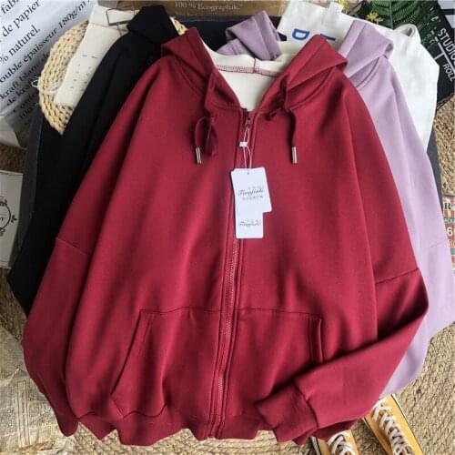 Winter Sweatshirt Women Movement White Tops Hooded Plus Velvet Thick Zipper Up Hoodie Casual Oversized Black Gray Woman Clothes