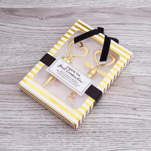 Golden Bridal and Groom Wine stopper Wedding favors and gifts for guest Decoration Event&Party Supplies JF