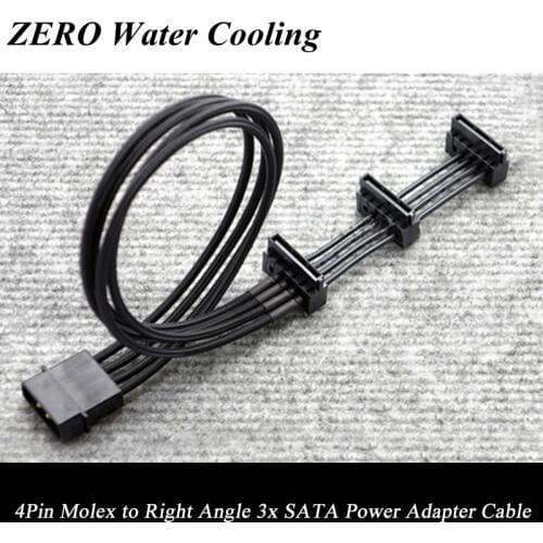 1pcs Free Shipping 40cm Black Sleeved 4Pin Molex to 3X SATA Connector Power Adapter Cable