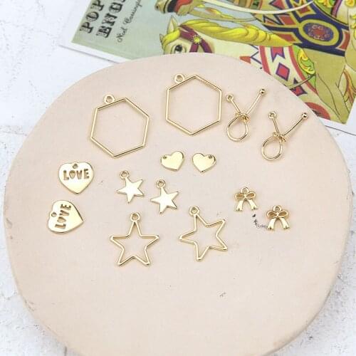 10pcs 2020 New Design Alloy Hollow five-pointed Star heart-shaped Polygon Pendant Drop Earrings For Women Jewelry Accessories