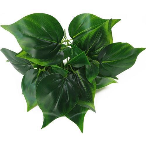 5 Branches Artificial Scindapsus Aureus Evergreen Leaf Home Decor Imitation Fern Plastic Artificial Grass Leaves