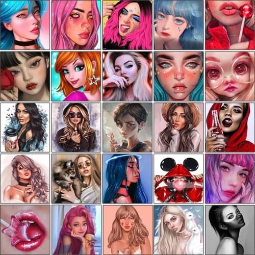 5D DIY Cartoon Girl Portrait Diamond Painting 35x35cm Square/Round Crafts Mosaic Rhinestone Kit Decoration Specials 2021 New