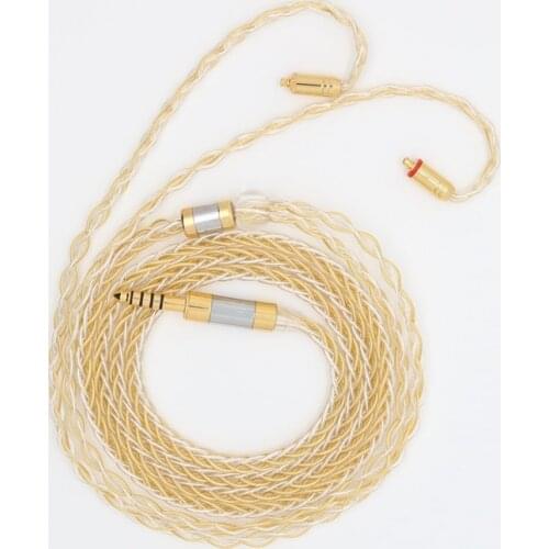 8 Strand Pure silver wire + gold-plated copper wire mixed 2.5/3.5/4.4MM With MMCX/2PIN/QDC/TFZ For SE846 SE535 TRN QDC TFZ