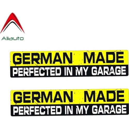 Aliauto 2 X Creative Car Sticker Funny German Made Perfected In My Garage Body Waterproof Reflective Decal PVC,15cm*3cm