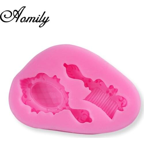 Aomily Retro Comb Mirror Cake Molds Silicone Mold Fondant Mold Chocolate Mold Pastry Candy Jelly Cake Mould Kitchen Baking Mold