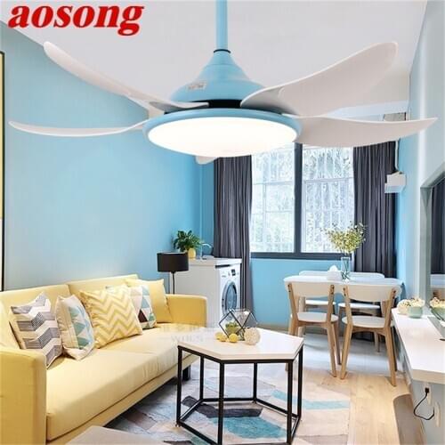 AOSONG LED Ceiling Lamp With Fan 3 Colors With Remote Control Modern Fan Lighting for Rooms Dining Room Bedroom Restaurant