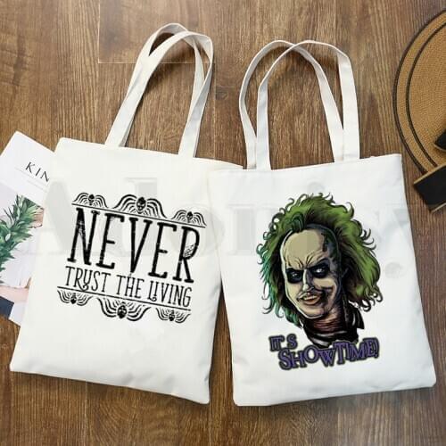 Beetlejuice Ghost Movie Hip Hop Graphic Cartoon Print Shopping Bags Girls Fashion Casual Pacakge Hand Bag