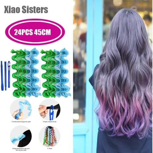 24PCS 55cm DIY Magic Hair Curler Portable Hairstyle Roller Sticks Beauty Makeup Curling Rollers Hair Styling Tools Women