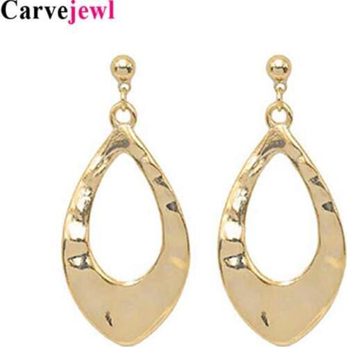 Carvejewl short earrings simple metal hollow out pendant drop dangle earrings romantic Korean plastic hook anti allergy earrings
