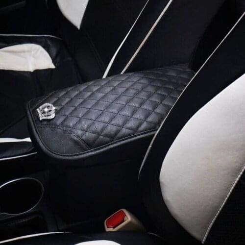 Car Armrests Box Cover Pad Crown PU Leath Crystal Increased Pad Comfortable Central Hand Pad Protection Cushion Covers Universal