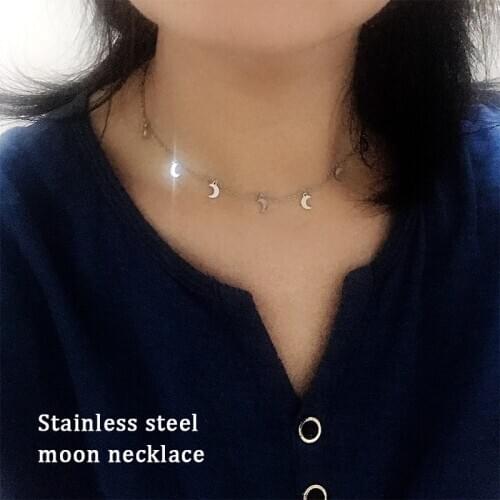 SUQI New Women Moon Cross Lightning Hexagram Choker Chain Necklace Gold Silver Color Classic Girls Tassel Kpop Collares Jewelry