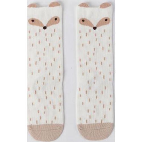 Kids Long Socks Knee High boy Girls Boot Socks Leg Warmer Cute Cat/fox Black baby Cotton Sock for school girls 0-5y