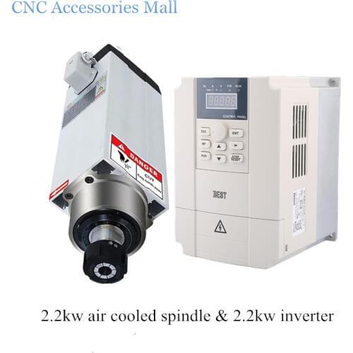 Cnc spindle motor 2.2kw ER25 18000rpm air cooled milling spindle & 2.2kw VFD inverter