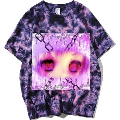 Harajuku T-shirt rap hip-hop street rock T-shirt punk T-shirt Gothic T-shirt tie-dye T-shirt couple T-shirt bratzaesthetic