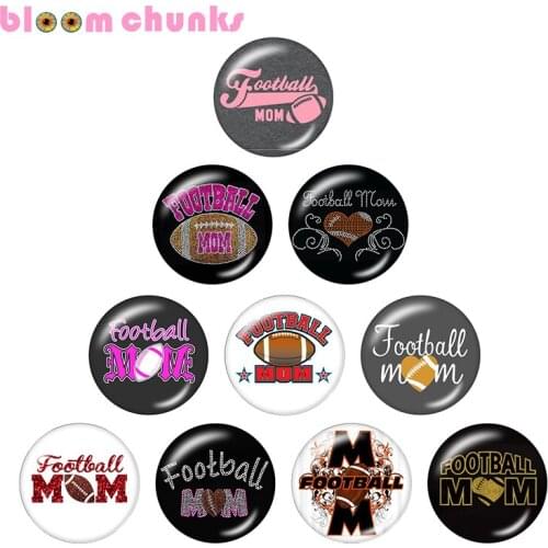 Football MOM 10pcs mixed 12mm/18mm/20mm/25mm photo Round glass cabochon demo flat back Making findings S1322
