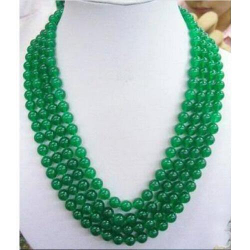 Beautiful 8MM Green beads Necklace 100" Hand Knotted