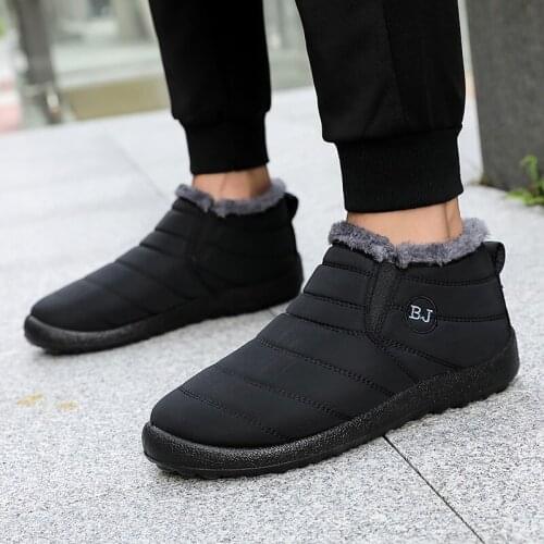 Winter Sneakers Men Slip On Men Casual Shoes Moccasins Shoes Warm Plush Snow Sneakers Walking Shoes Man Sneakers Big Size
