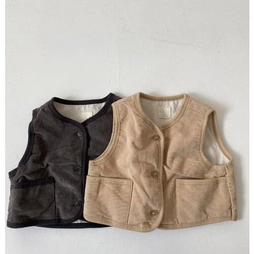 Sleeveless Jacket Children Boys Girls Vest 2021 Winter Pure Color Coat Baby Girl Winter New Clothes Fashion Ins Korean Style Top