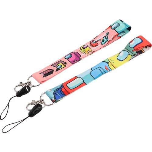 LX738 Cute Game Robot Short Lanyard ID Card Badge Holder Keychain Mobile Phone Rope Wrist Straps Key Cord Friends Teens Gifts