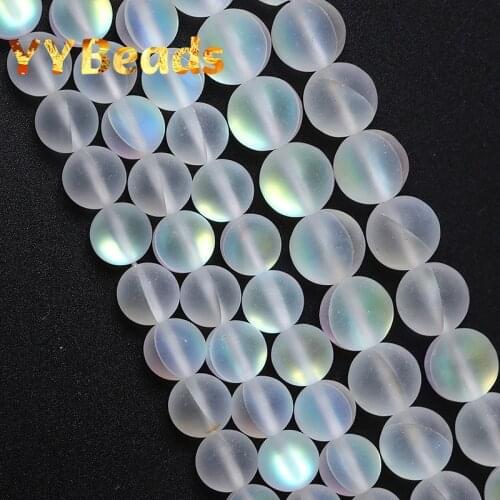 Frosted Austria White Crystal Moonstone Glitter Beads Round Loose Charm Beads For Jewelry Making DIY Women Bracelet 6 8 10 12mm