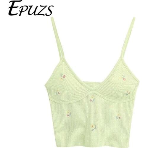 Sweet pink Cropped tops Vintage Floral Embroidery Sexy cami summer Shirts female Chic Tops 2020