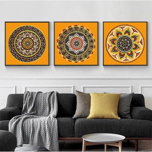 Wall Art Prints Brown Bedroom Wall Decor Mandala Religion Canvas Painting Wall Pictures Living Room Home Decor No Frame Artwork