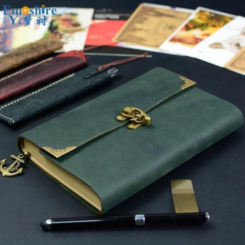 New Sketchbook Stationery Agenda Vintage Diary Notebook Writing Pockets Book Leather Cover Loose Blank Travel Journal Gift N104