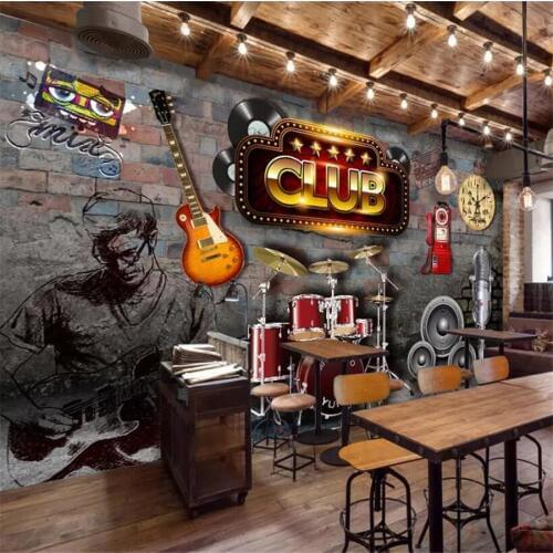Wellyu papel de pared Custom wallpaper 3d photo mural retro brick wall music theme bar living room TV background wall paper обои