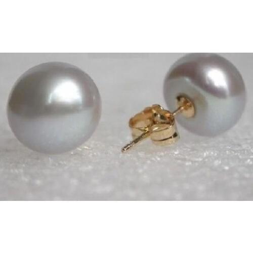 Huge Real south sea 10-11mm golden natural pearl earring 14 + free gift box k
