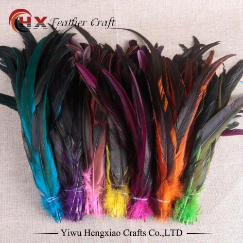 Factory wholesale 50pcs/lot cheap rooster tail feather colorful 30-35cm(12-14inch) for decorate