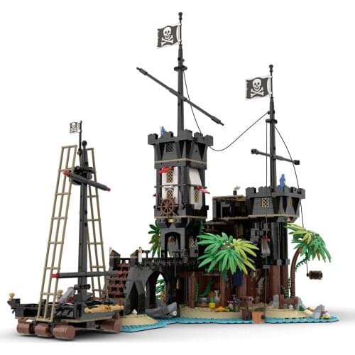 Ship in 15 days)1964Pcs MOC-69306 Pirate Fortress Medieval Pirate Bay For 21322 Barracuda Bay Pirate (Designed by Gr33tje13)