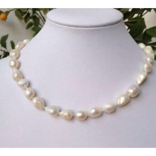 9-10 mm baroque white freshwater Irregular pearl necklace 18"