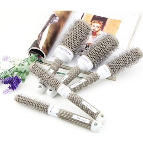 Professional barber combs 19#25#,32#,45#,53#Ceramic Iron Round Comb Hair Dressing Hair Salon Styling Brush Barrel styling tools