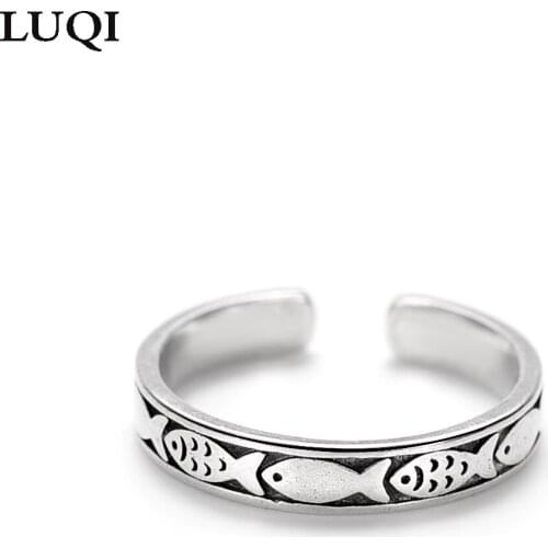 S925 Silver Simple Retro Cute Fish Fun Ring YMD