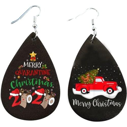 Earrings For Merry Quarantine Christmas Truck Trees Amp Snow 2020 Pajamas Matching Family